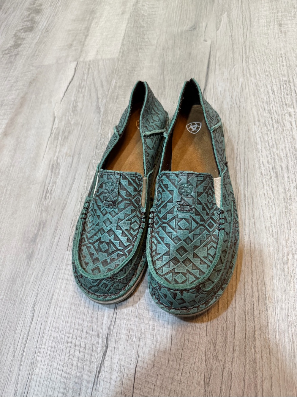 Ariat Teal Geometric Slip-On Moccasins